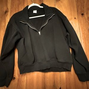 PINK quarter zip sweater, black, size M